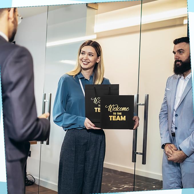 SaieGlossy New Employee Welcome to The Team Gift Sets Notebook and Pen Welcome to The Team Box Employee Appreciation Gift Sets for New Office Worker(Black)