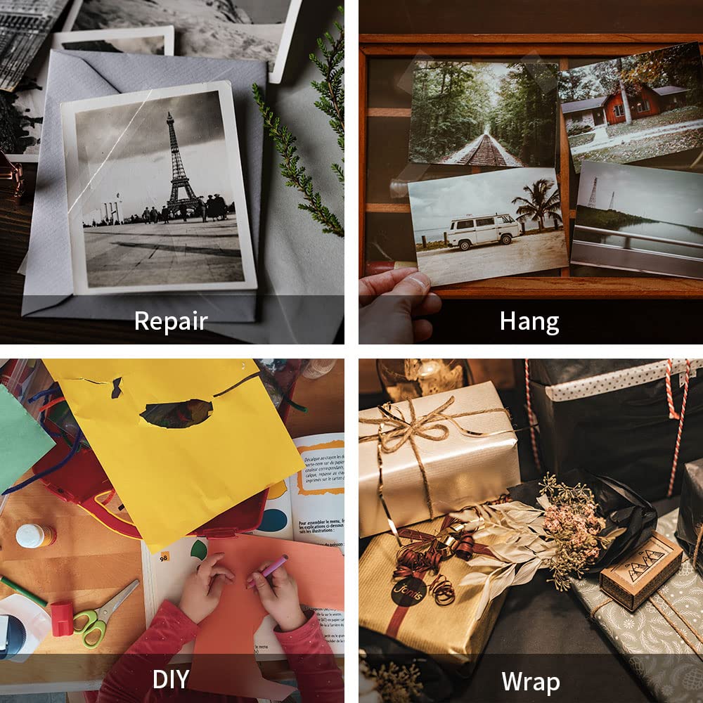 12 Rolls Transparent Tape Refills for Dispenser, Clear Tape, 3/4 x 1000 Inches, Easy Tear, Glossy Gift Wrap Tapes, Home Office Supplies and Back to School Supplies for College and Classrooms