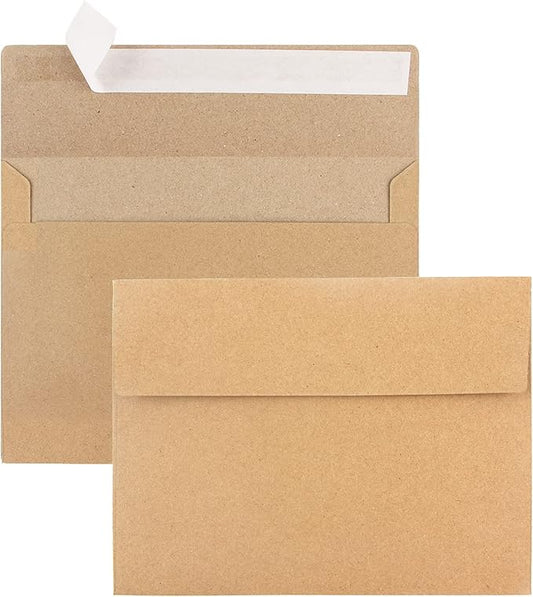 50 Pack Kraft Envelopes,A7 Envelopes,5x7 Envelopes for Invitations,Wedding, Baby Shower,Brown Kraft Envelopes for Personalize Gift Cards, Birthday Party