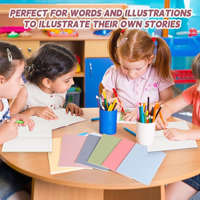 Gueevin 30 Pcs Blank Books for Kids to Write Stories Bulk Composition Notebooks Colorful Soft Cover Notebooks for Drawing Ruled Lined Journals Sketching Kindergarten Easter Gift (Vintage Colors)