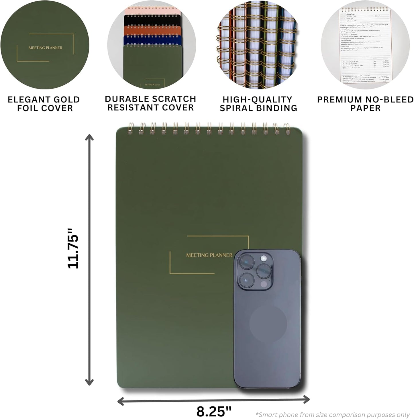 | Meeting Notebook for Work | 8.25" x 11.75" | Project Planner | Simple Design | Multiple Layouts | Office and Business Planner (Rust, Meeting Planner - Portrait)