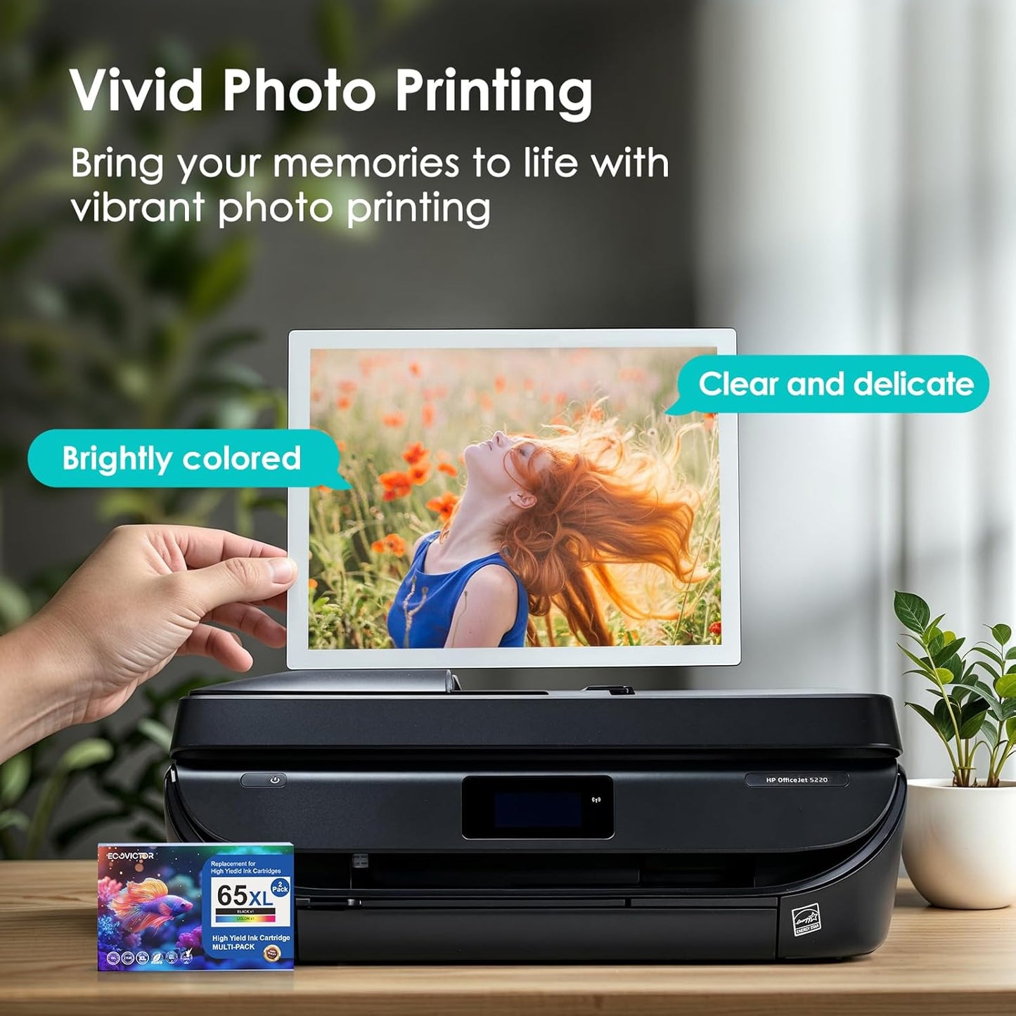 Eco-Friendly Remanufactured Ink Cartridge Replacement for HP Ink 65 XL 65XL Black and Color Combo Pack for 5055 5052 5010 5070 5014 3755 2655 3720 3722 3723 3752 3758 2652 2624 2640 Printer