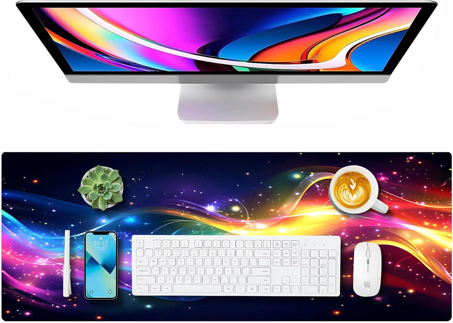 Large Gaming Mouse Pad (31.5"x11.8") - XXL PU Leather Waterproof Desk Mat with Non-Slip Rubber Base for Keyboard, PC & Office