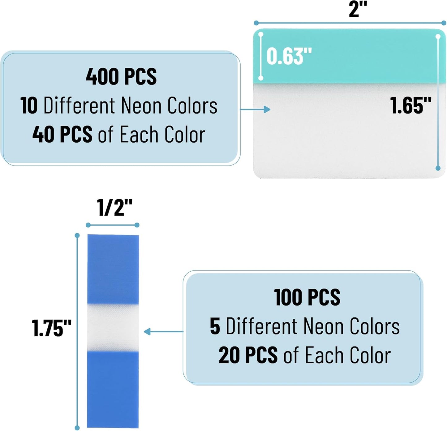 Mr. Pen- Sticky Index Tabs, 500 Pcs, 21 Sets, Colorful Sticky Tabs for Notebooks, Page Markers, Page Tabs for Binders, Page Tabs Sticky Tabs for Books, Notebook Tabs, Book Sticky Tabs for Notebooks