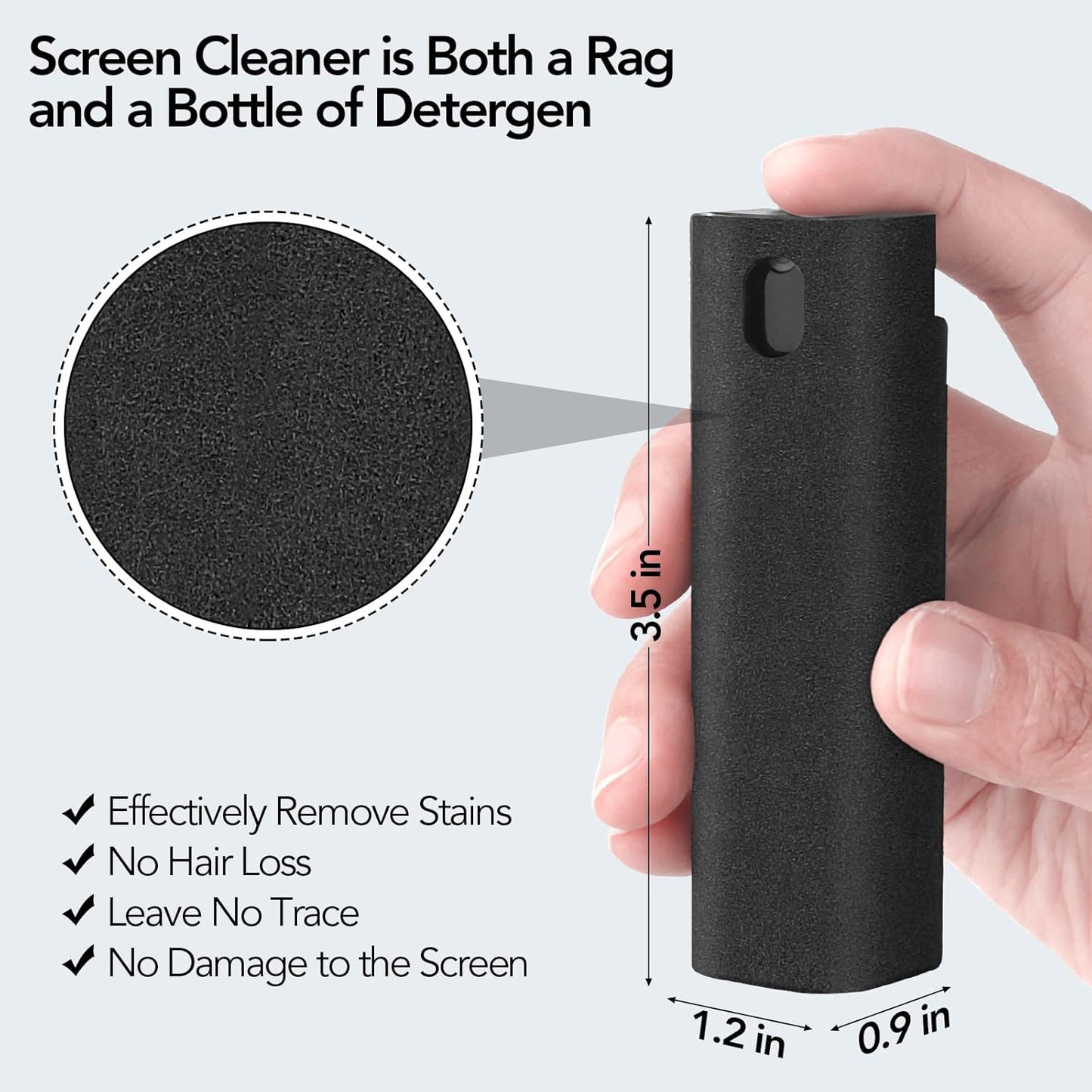 3 Pcs Fingerprint Proof Screen Cleaner, 3 in 1Touchscreen Mist Cleaner Spray Wipe Screen Cleaner Soft Fiber Flannel, Safe for All Phones Glasses Tablet Laptop TV Watch Screens(Grey)