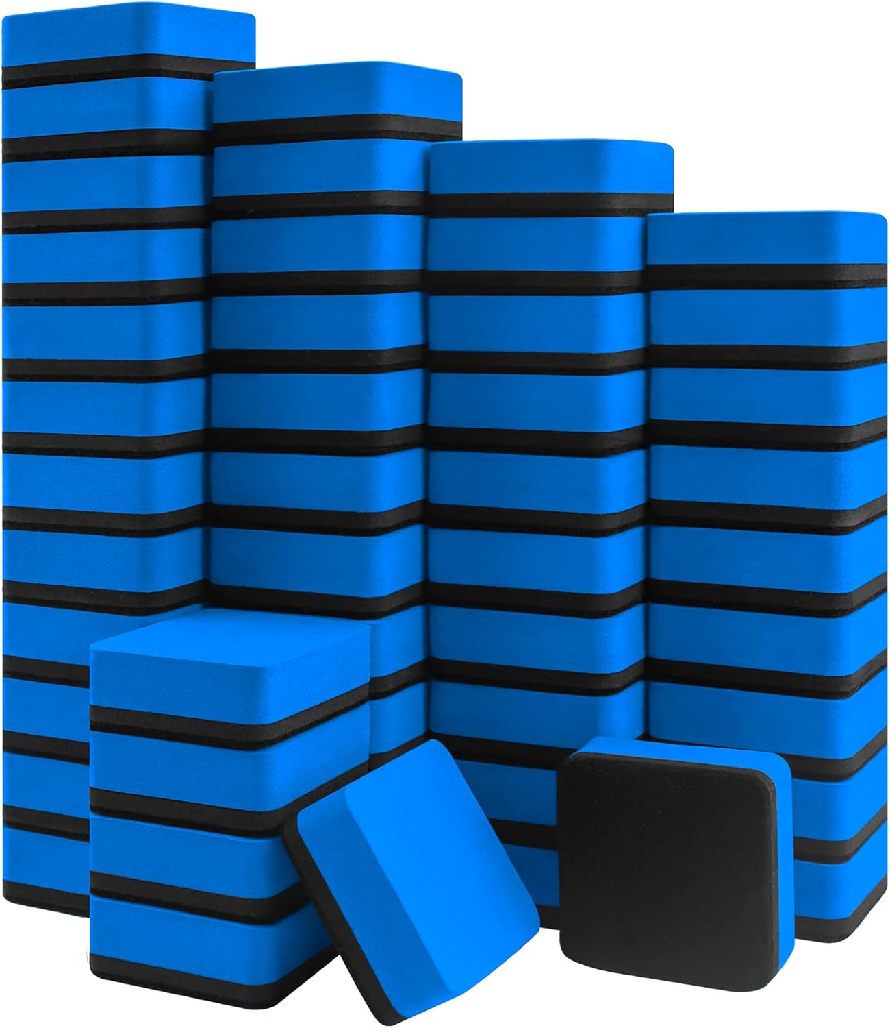 Mini Dry Erase Erasers, IHPUKIDI 48 Pack Magnetic Whiteboard Dry Erasers Chalkboard Cleaner Wiper for Kids and Classroom Teacher Supplies, Home and Office (2 x 2 Inch) Blue