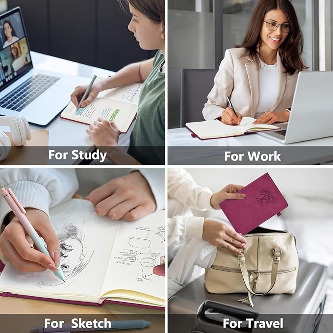 PERCUN Lined Journal Notebook for Men & Women, 160 Pages College Ruled Journal for Writing, A5 Hardcover Leather Notebooks for Work, School, Business, Travel, Daily Diary 5.9" x 8.5" - Burgundy