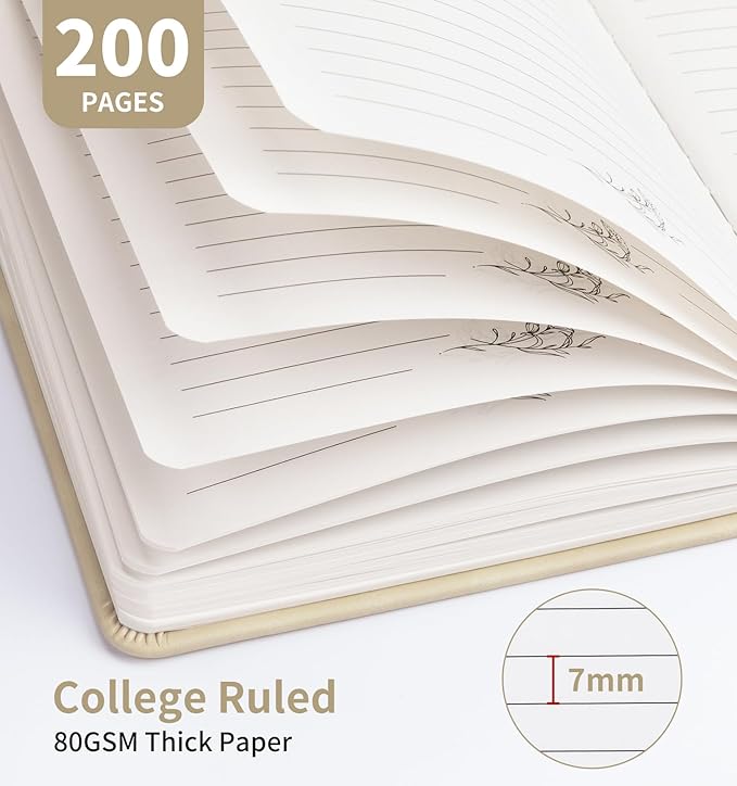 Lined Journal Notebook For Women Men, 200 Pages A5 Hardcover Leather Journals For Writing College Ruled Notebook For Work School Note Taking Business Diary Notepad 5.7'' X 8.3''-White