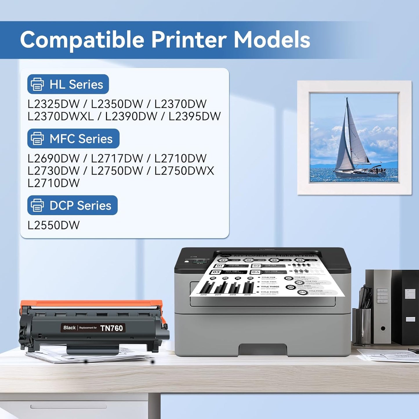 MYTONER TN760 TN730 Toner Cartridge Compatible Replacement for Brother TN-760 TN-730 Toner to use with MFC-L2690DW 2717DW HL-L2350DW HL-L2395DW MFC-L2750DW MFC-L2710DW DCP-L2550DW (Black, 1 Pack)