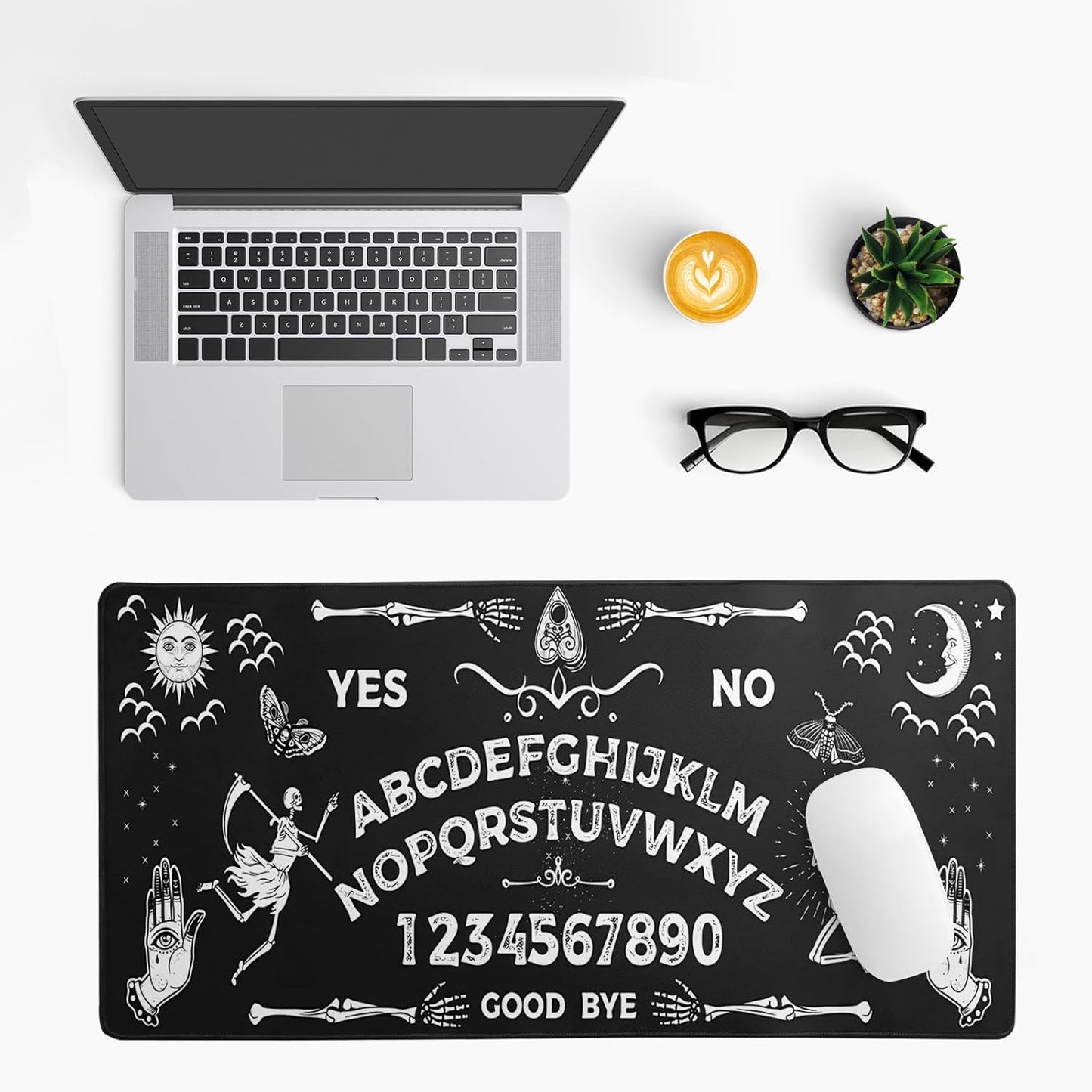 Mysterious Spirit Goth Gaming Mouse Pad 27.6x11.8 Inch Large Desk Mat Black Extended Pads Big Mousepad Non-Slip Rubber Base Keyboard Mat with Stitched Edges for Gaming Laptop Computer PC Desktop