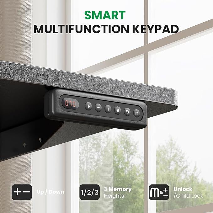 SIAGO Electric Standing Desk Adjustable - 48 x 24 Inch Sit Stand up Desk with Cable Management - 3 Memory Preset Adjustable Height Table