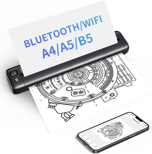 Rongta Portable Printers Wireless for Travel, WiFi & Bluetooth Mobile Printer, Thermal Inkless Printer for School/Office/Home Use, Compatible with Android,iOS & Laptop (Gray)