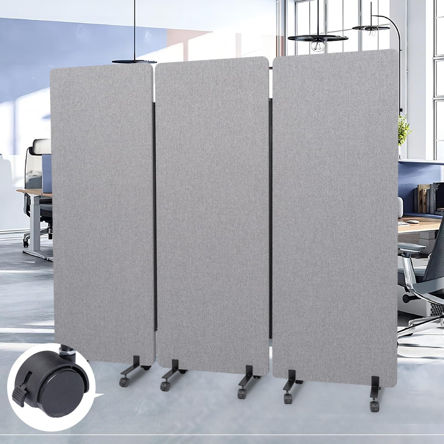 Sound Proof Dividers w/Wheels, Portable Office Wall Divider for Room Partition, Soundproof Room Divider Privacy Panel Partition Cubicle Wall Rolling Temporary Wall for Office