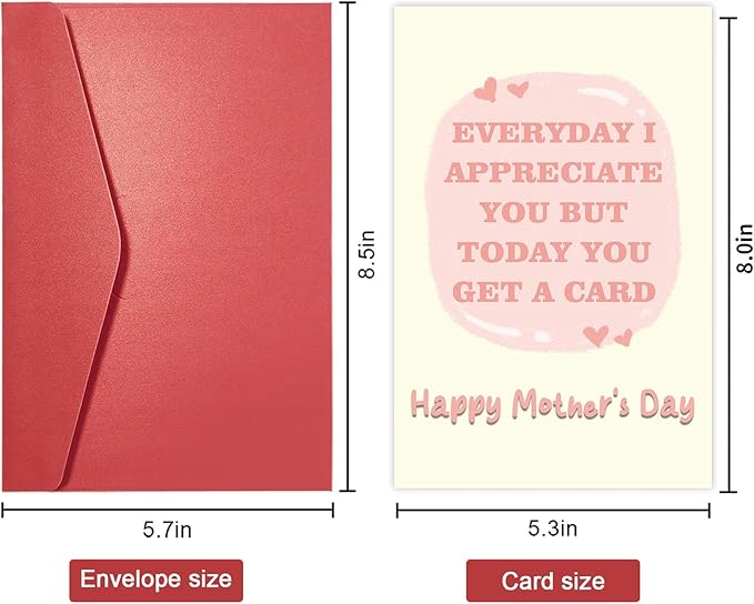 Funny Mother’s Day Card for Mom, Humor Mothers Day Gift for Her, Cute Mothers Day Card from Daughter Son, Everyday I Appreciate You But Today You Get A Card