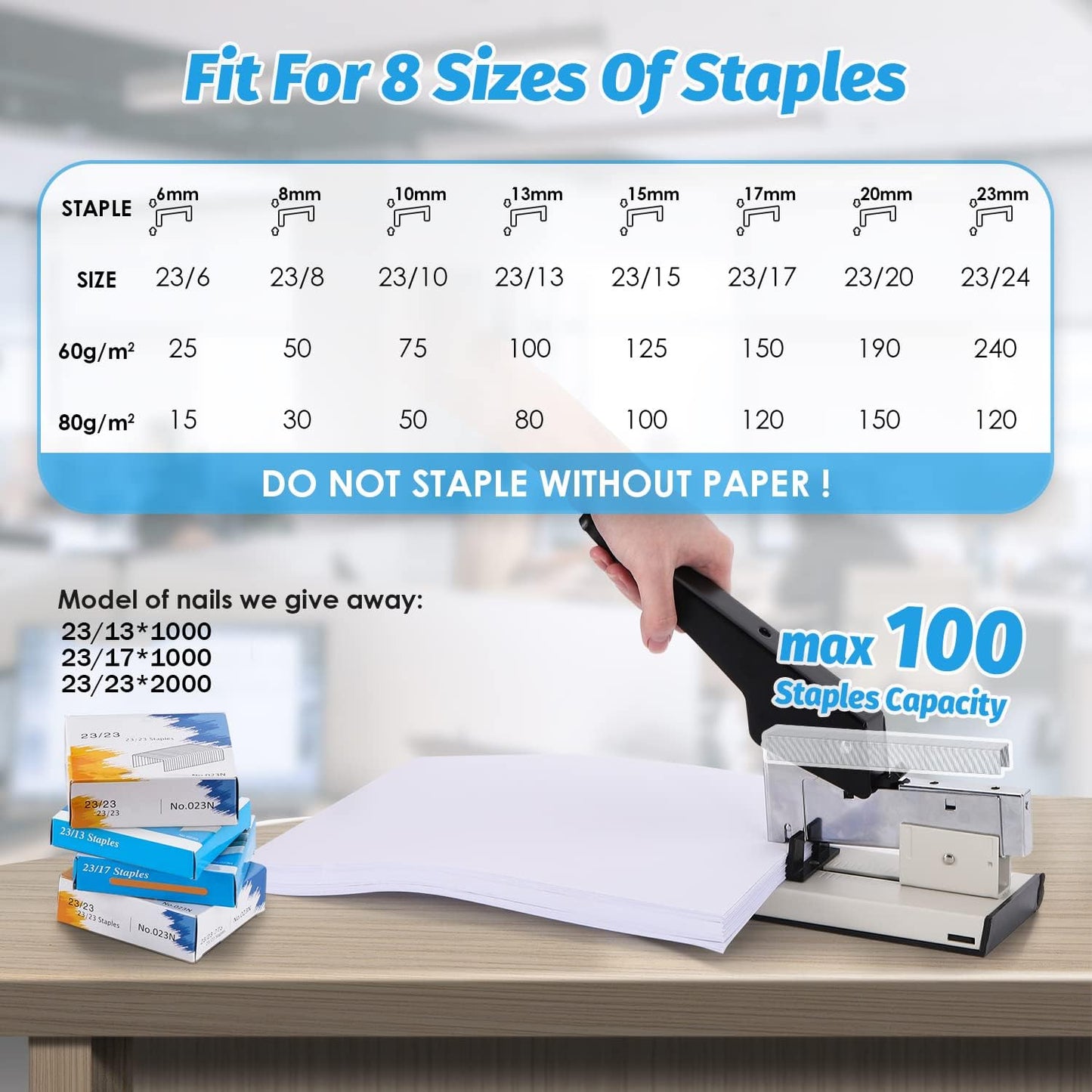 Heavy Duty Stapler - Effortless 240-Sheet Office Stapler with Adjustable Paper Guide, Super Capacity with 4000 Staples