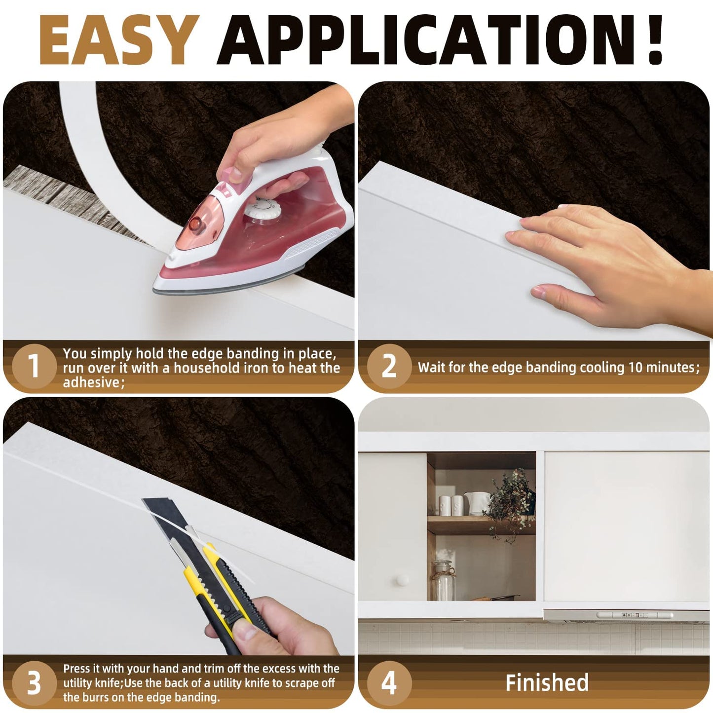 GSCIT Club White Edge Banding, 1 1/2 inch x 100ft Melamine Edge Banding with Hot Melt Adhesive Preglued Cabinet Edge Banding Flexible White Veneer Edging