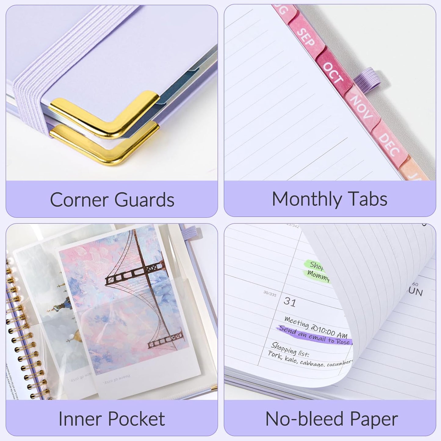 Jul 2025 - Dec 2026 Planner, Forvencer Academic Planner 2025-2026, 18 Month Daily Planner, 8.5" x 11", Weekly & Monthly Agenda Book, Hardcover Calendar Book, School Supplies for Student Teacher, Marble