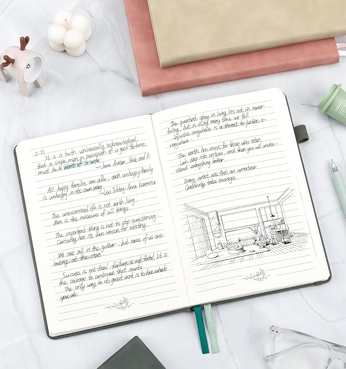 Lined Journal Notebook For Women Men, 200 Pages A5 Hardcover Leather Journals For Writing College Ruled Notebook For Work School Note Taking Business Diary Notepad 5.7'' X 8.3''- Deep Blue