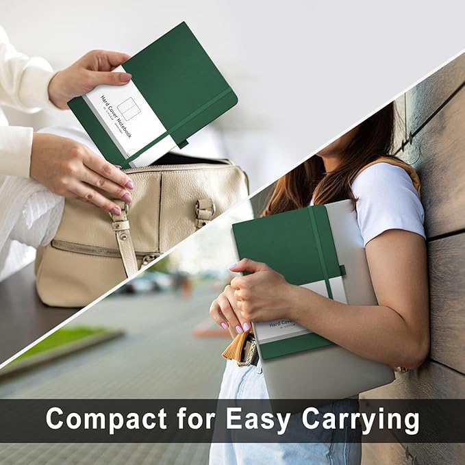 AHGXG Bullet Dotted Journal - 320 Numbered Pages Dot Grid Notebook A5 Thick Journal, 100gsm Thick Dotted Paper, Leather Hardcover,Inner Pocket, 5.75'' × 8.38'' - Green