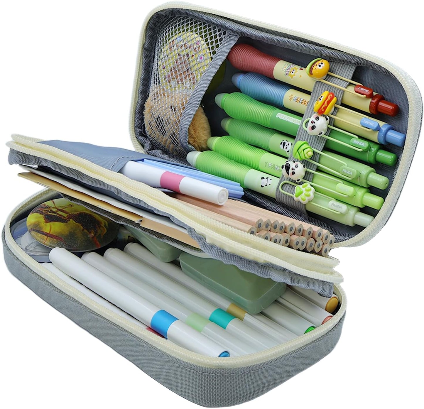 Large Capacity Pencil Case - Durable Zipper Aesthetic Pen Pouch, Big Storage Organizer for School, Office & Travel - Waterproof & Multi-Use (Gray)