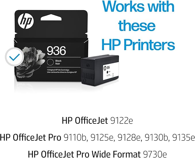 HP 936 Black Ink Cartridge | Works OfficeJet 9120 Series, OfficeJet Pro 9110, 9120, 9130 Series, OfficeJet Pro Wide Format 9730 Series | Eligible for Instant Ink | 4S6V2LN