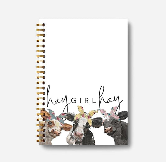 Hay Girl Hay Cow Notebook Journal - Cow Gifts for Women, Coworkers, Cowgirls, Western Gifts, Western Hay Girl Hay Cow Notebook Spiral Bound with 164 Pages