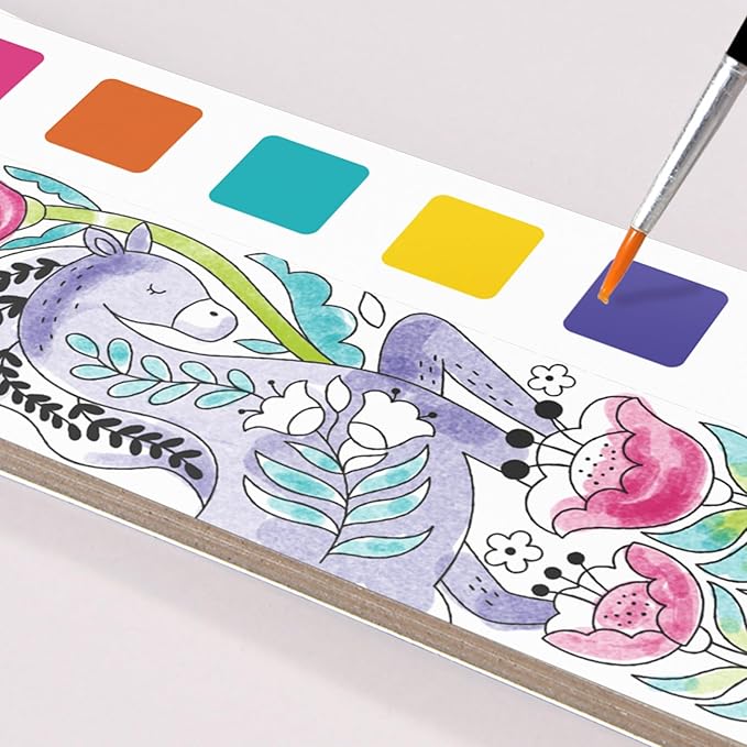 MiDeer Watercolor Painting Book for Kids Ages 4-8, Pocket Watercolor Painting Book Arts and Crafts for Toddlers, Travel Activities Paint with Water Coloring Book Set for Kids 3-8 (Wonder Forest)