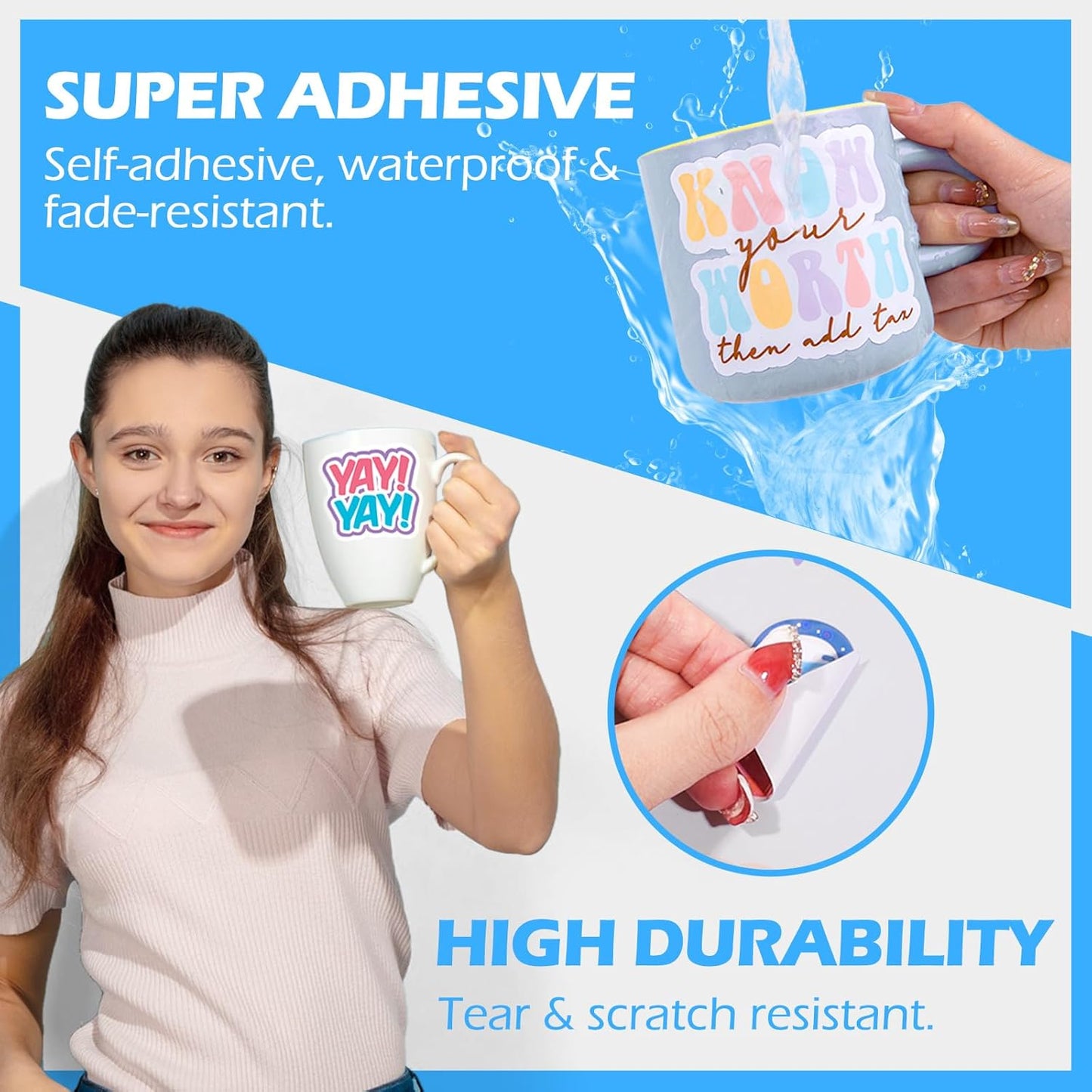 TECKWRAP Printable Vinyl Sticker Paper for Inkjet Printer, Matte Inkjet Printable Vinyl, 8.26" x 11.69" A4 56 Sheets/Pack Photo Paper for Craft Scrap-Booking, Stickers, Labels