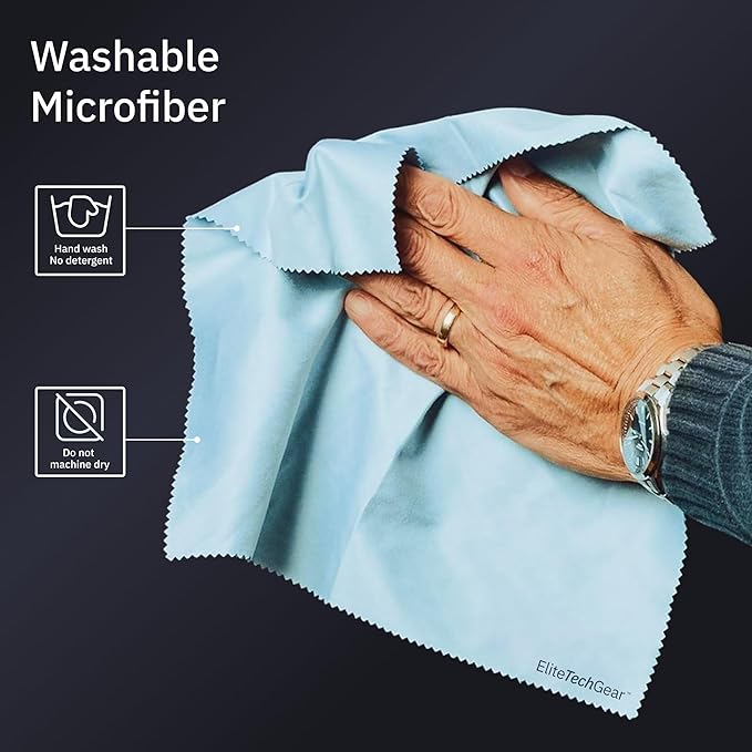 Elite Tech 13-Pack Microfiber Cloth Set - Washable Oversized Cleaner for Eyeglasses, Electronics, Screens & Lenses, Dual Sizes 6"x7" & 12" x12 - Microfiber Cleaning Cloth