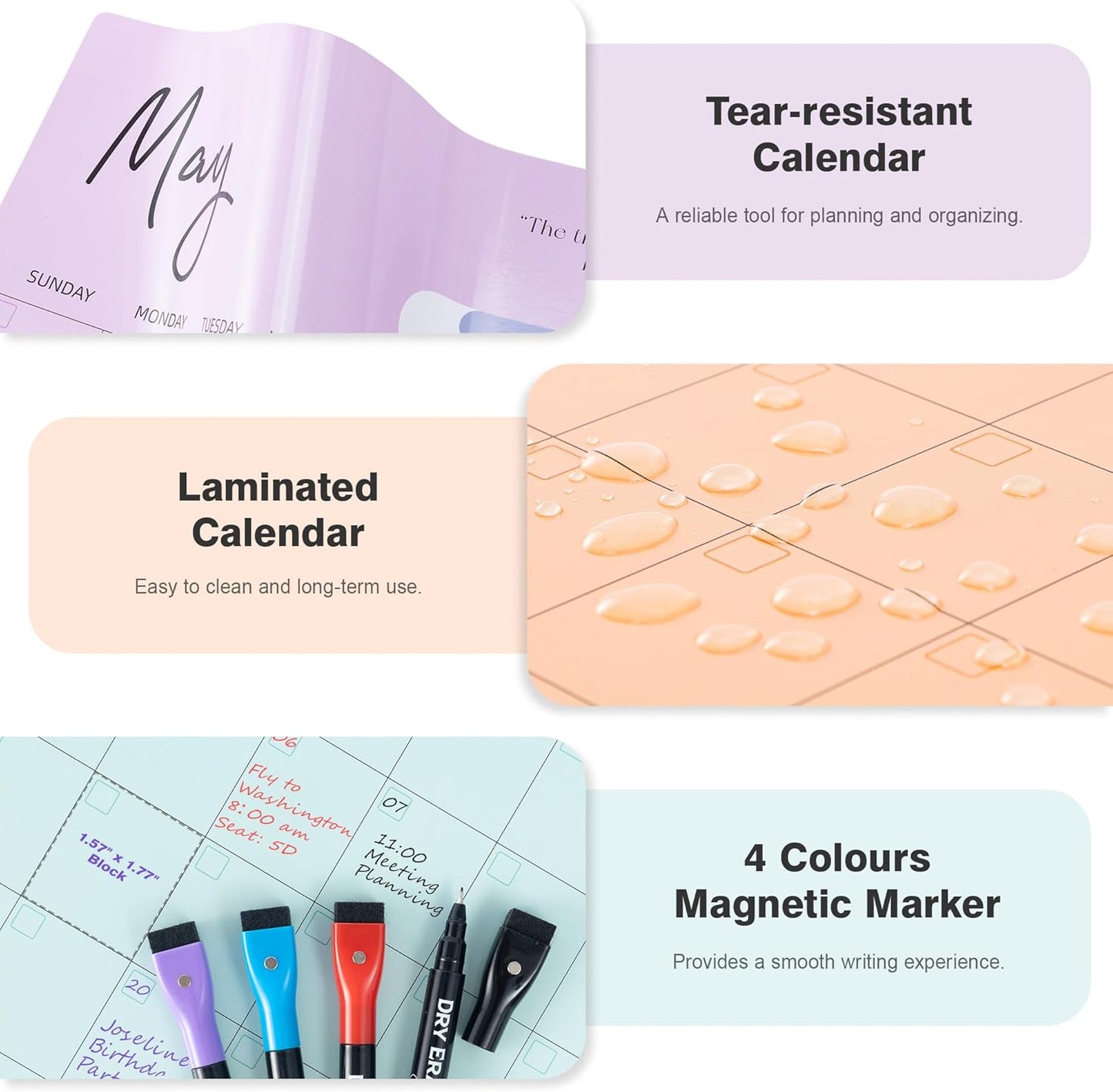 Ospelelf Undated Dry Erase Wall Calendar 12 Month, 12" x 17" Laminated Calendar Monthly Office Calendar 2025, 12 Sheets