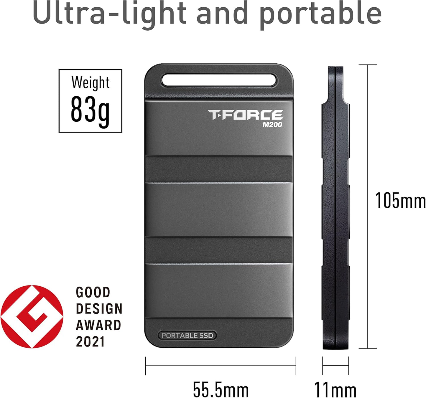 TEAMGROUP T-Force M200 Portable External SSD 4TB USB3.2 Gen2x2 Type-C Read/Write 2000MB/s Compatible with PS5 & Xbox & Chrome OS T8FED9004T0C102