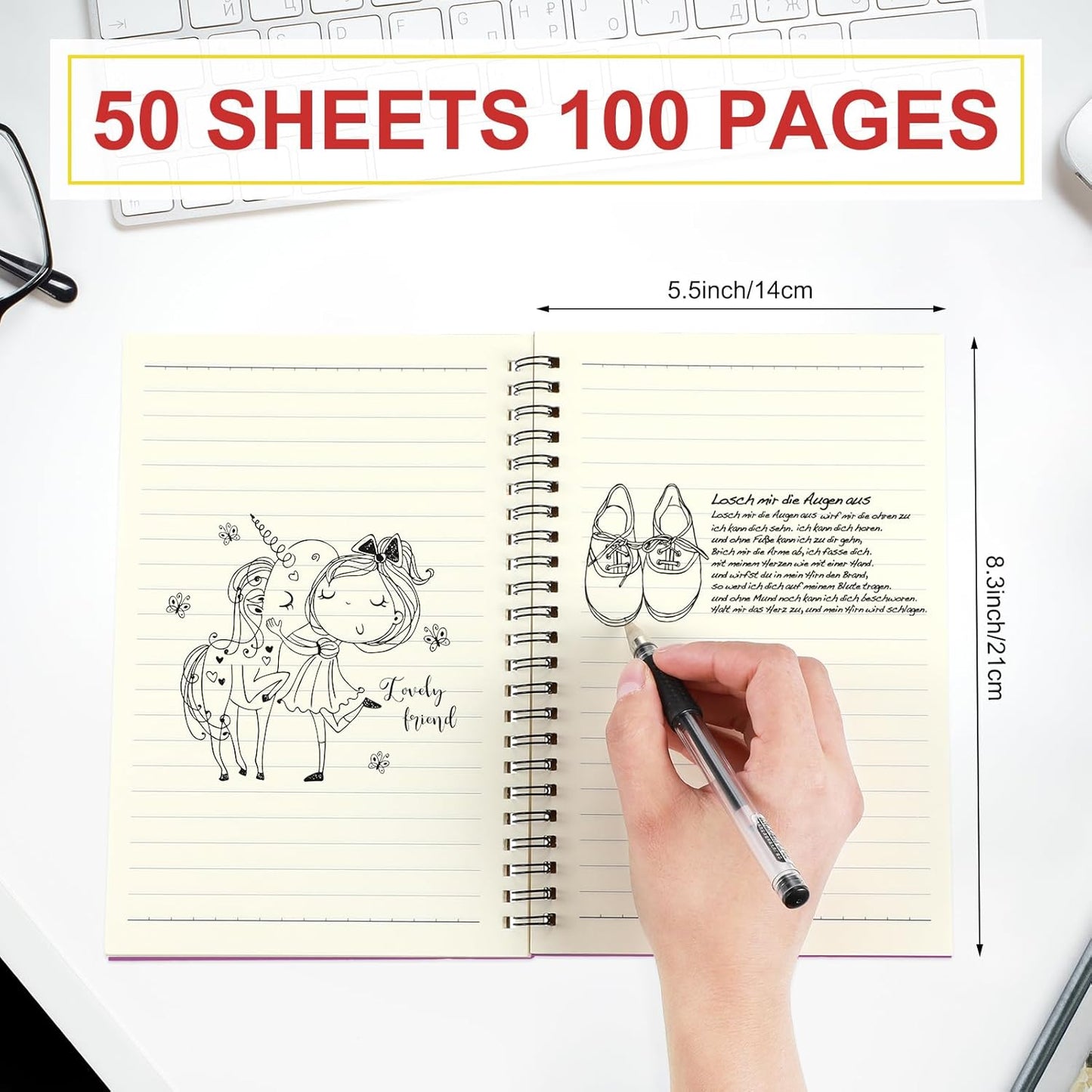 Yahenda Spiral Notebook Bulk A5 Journal Lined 8.3'' x 5.5'' Writing Composition Paper Small Notepad Subject Notebook for Students Office Business Back to School Supplies(Mixed Colors,6 Pcs)