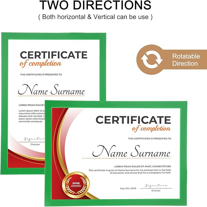 uxcell 6 Pcs Magnetic Sign Holder, 8.3" x 11.7" Self-Adhesive Magnetic Wall Signs Holder Magnetic Picture Frame Document Holder for Home Office Wall Window Displays, Green