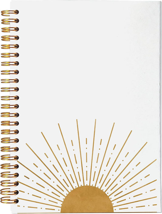 VNWEK Abstract Boho Sun Sunrise Sunset Sunshine Spiral Notebook Journal 5.5×8.3 Inch,Boho Mid-Century Modern Art Lined Hardcover Spiral Notebook for Work Notes Journaling,Boho Gifts for Women Girls