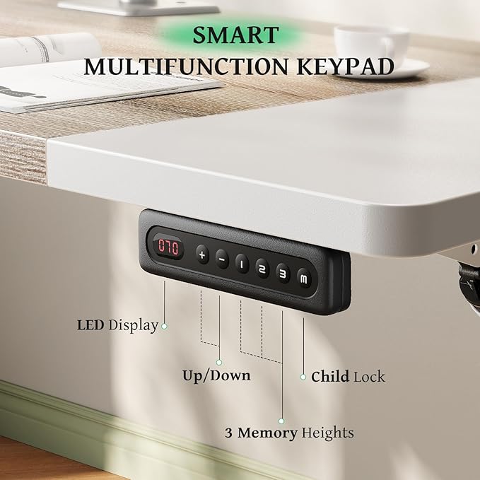 SIAGO Electric Standing Desk Adjustable - 63 x 24 Inch Sit Stand up Desk with Cable Management - 3 Memory Preset Adjustable Height Table