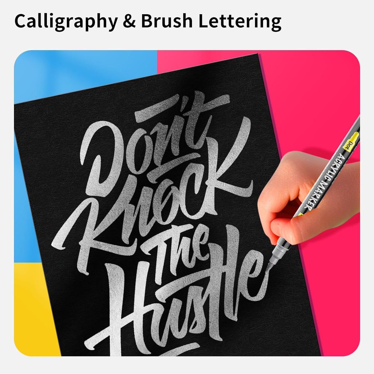 NAWOD 3 Silver Acrylic Paint Pens Markers, Dual Tip (Dot + Brush Tip), for Rock Painting Fabric Canvas Glass Wood Ceramic Paper Eggs, Fabric Marker Ideal for Labeling DIY Crafts Art Projects