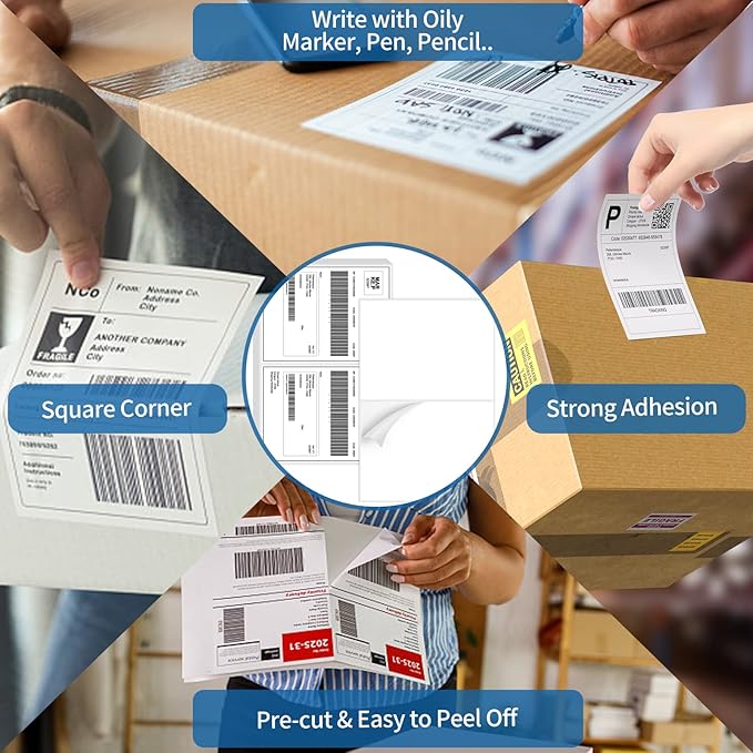 Half Sheet Shipping Labels - 20000 Counts, 8.5” x 5.5” Self Adhesive Shipping Label White Internet Mailing Labels 2 Per Page, Laser & Inkjet Printer Compatible [10000 Sheets 8.5” x 11”]