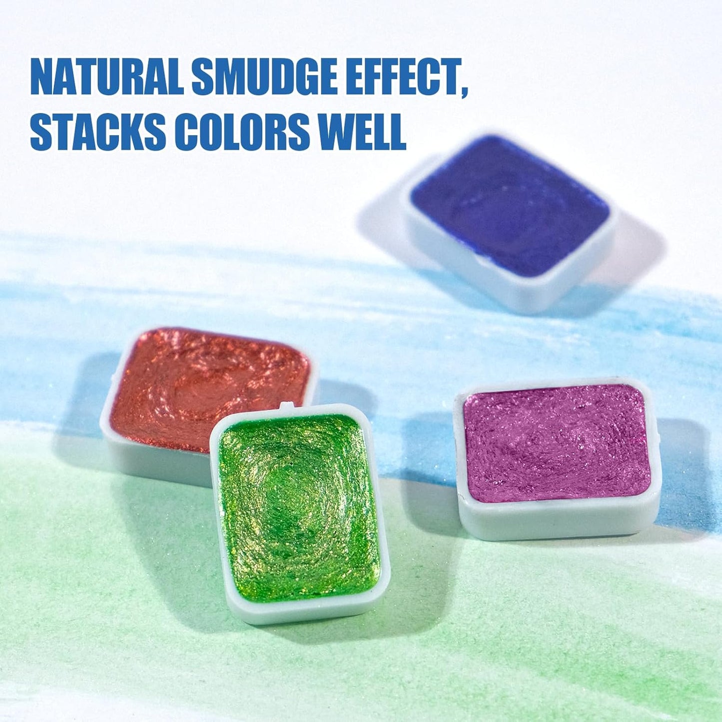 Mini Glitter Watercolor Paint Set, 20 Colors Shimmer Metallic Watercolour Painting Sets, Solid Pearl Water Color Paints for Kids, Adult, 1ml Trial Pack (Pumpkin Castle)