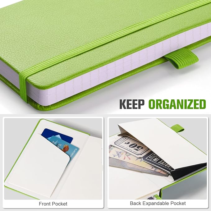 Lined Journal Notebook, 7 Pack Hardcover PU Leather Notebook for Men Women, 100 GSM Thick Numbered Pages with Index Content, Inner Pockets, Ruled Journal, A6, Small Pocket Notebook Bulk (Multicolor)