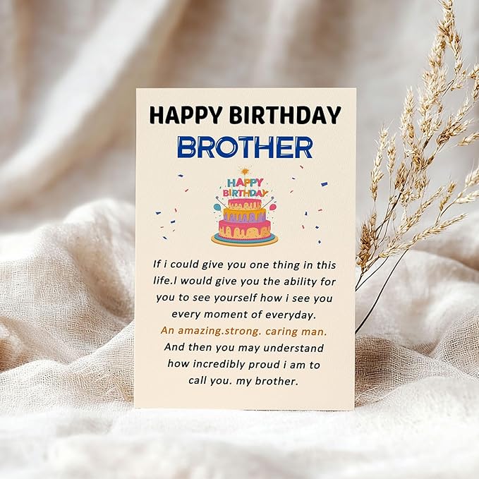 Funny Birthday Card for Brother, Happy Brother Birthday Card, Humorous Bro Bday Gift Cards, Brother Birthday Gifts from Sister