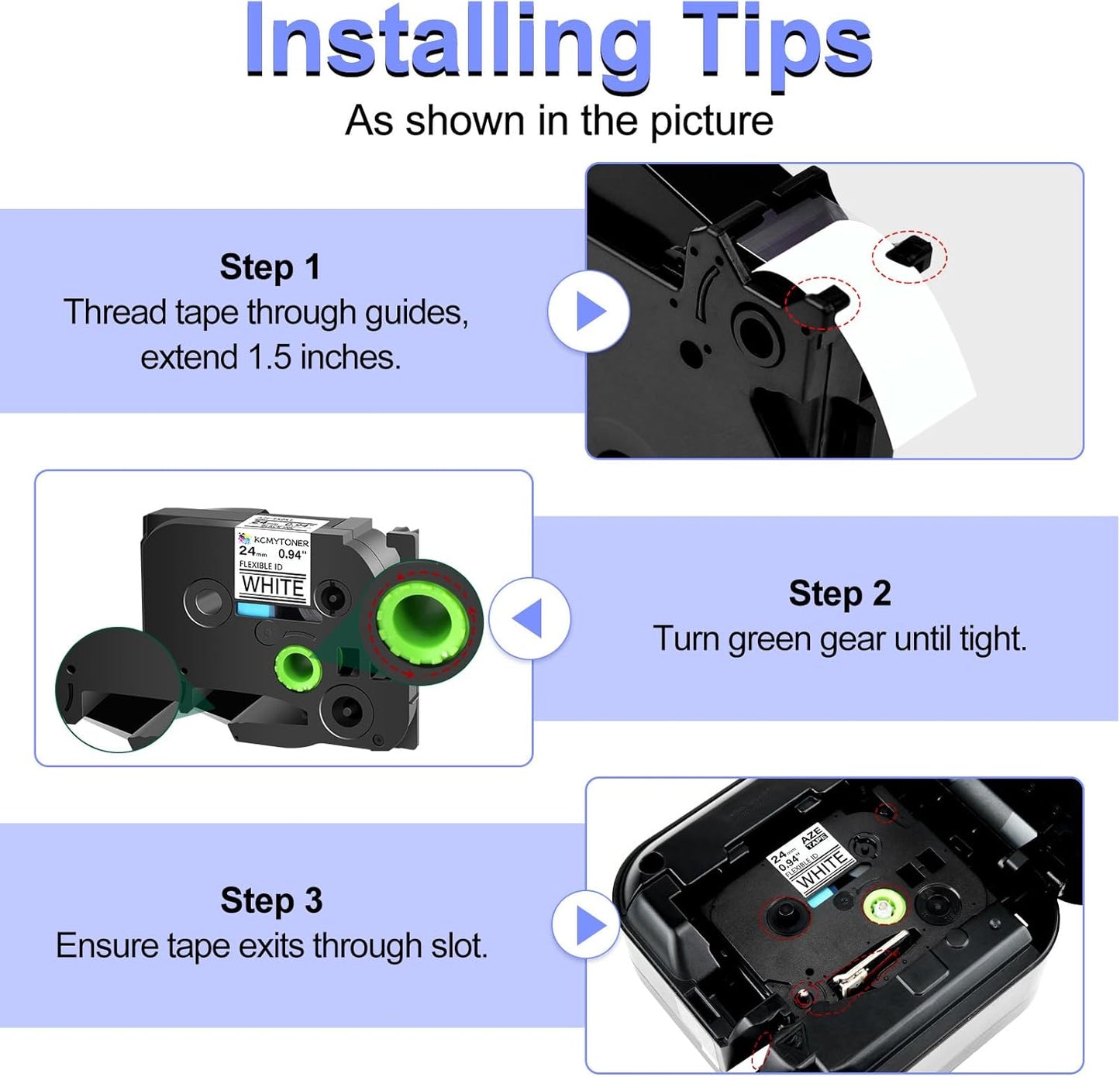2PK TZe-FX251 1" Compatible for Ptouch Flexible ID Laminated Tape TZ-FX251 24mm 0.94 White Cable Wire Labels Tape for PT-D600 PT-D610BT PT-P710BT P700 Label Maker