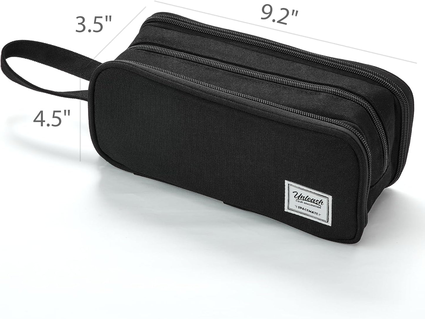 Pencil Case Pouch Box Bag School Supplies Girls Boys Kids, Cute Preppy Stuff Big Capacity Aesthetic Pen Organizer, Back to College Stationary, Black, Extra Large Style, 2300ml