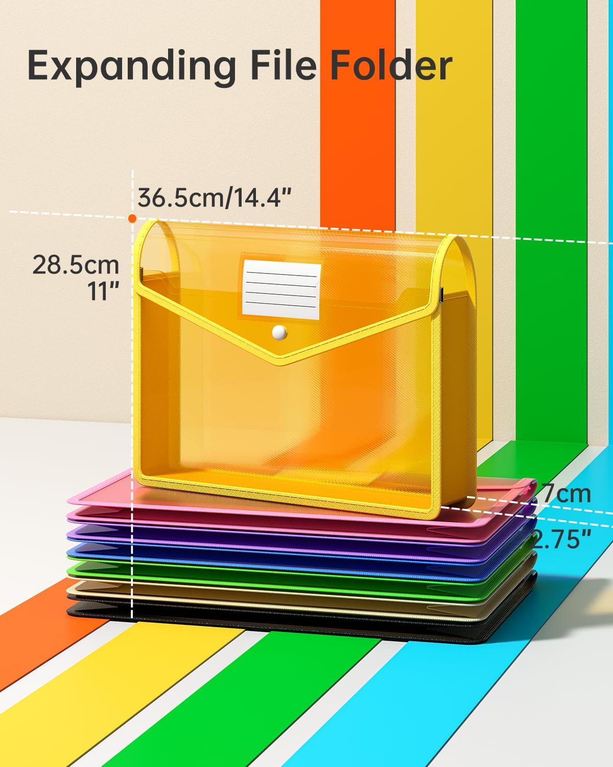 7 Pack B4 Plastic File Folders, Waterproof Transparent Expandable File Folder, Expanding File Folder Plastic File Folders, Portable Large Capacity B4 File Wallet for Office/Business/School