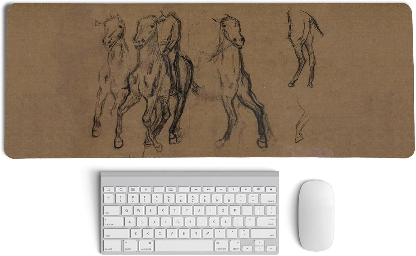 Vintage Western Mouse Pad,Retro Horse Desk Mat for Laptop,XL Large Vintage Mid Century Grey Abstract Art Mouse Pad for Home Decor Office Dorm, Horse Decor for Desktop 31.5x11.8 Inch