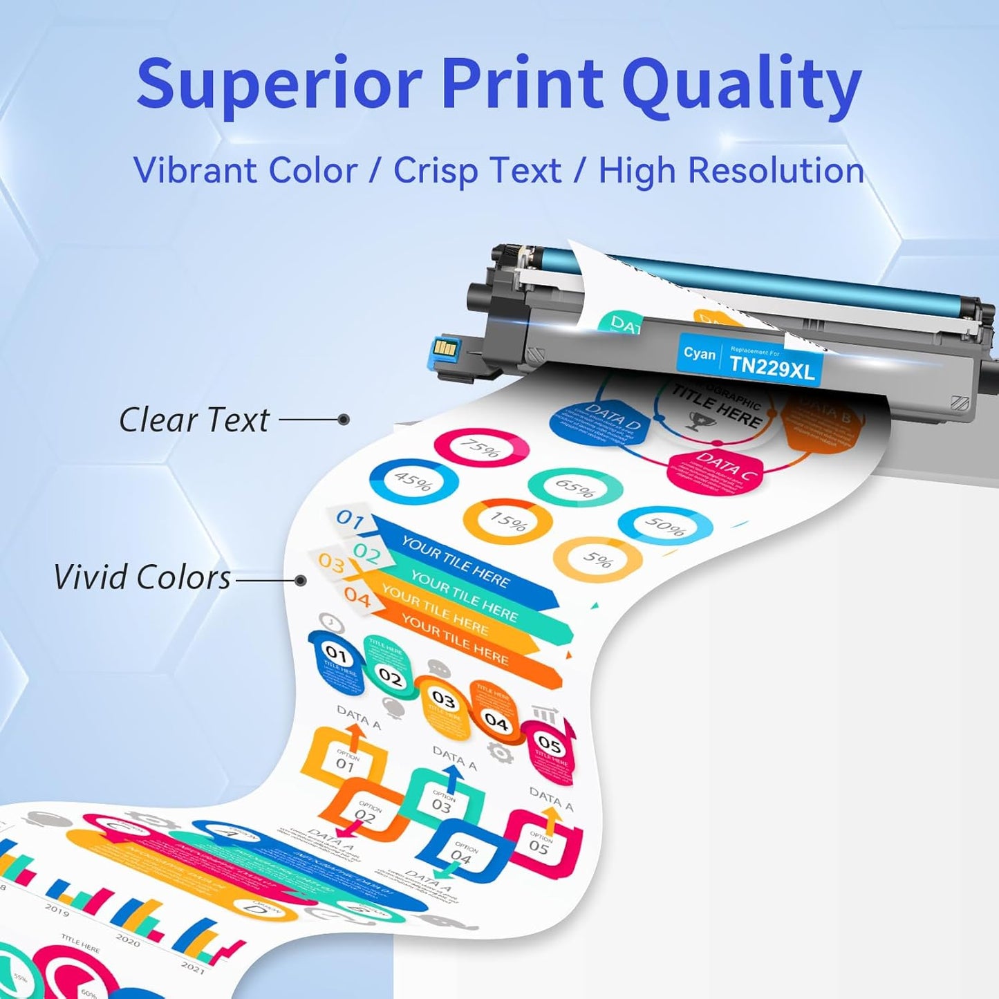 myCartridge Compatible Toner Cartridge Replacement for Brother TN229XL TN-229XL TN229 Toner Use for HL-L3280CDW MFC-L3780CDW MFC-L3720CDW HL-L3220CDW Printer,TN-229XLBK/C/M/Y with Chip 4-Pack