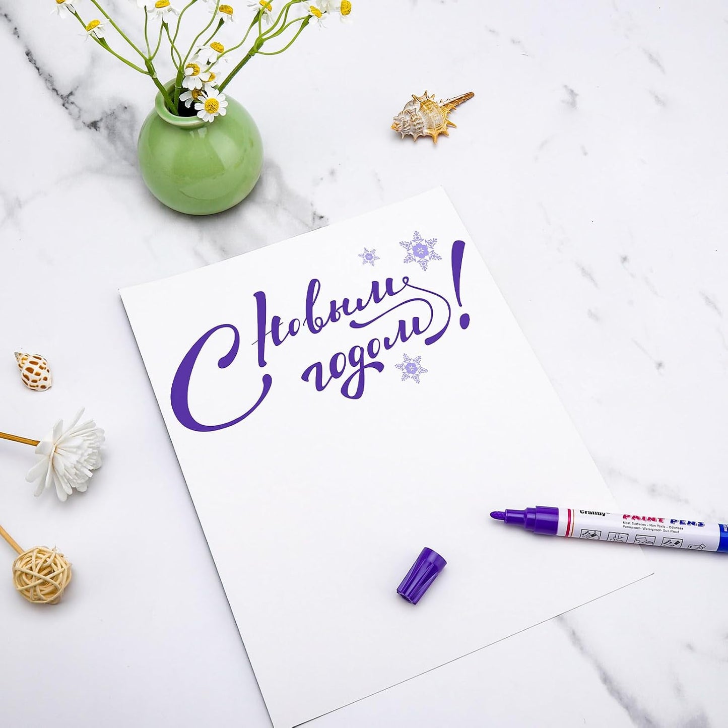 Purple Paint Markers, 2 Pack Oil-Based Waterproof Quick Dry Permanent Paint Pen Set for Rocks Painting, Wood, Fabric, Plastic, Canvas, Glass, Mugs, Metal, Tire, Stone, DIY Craft