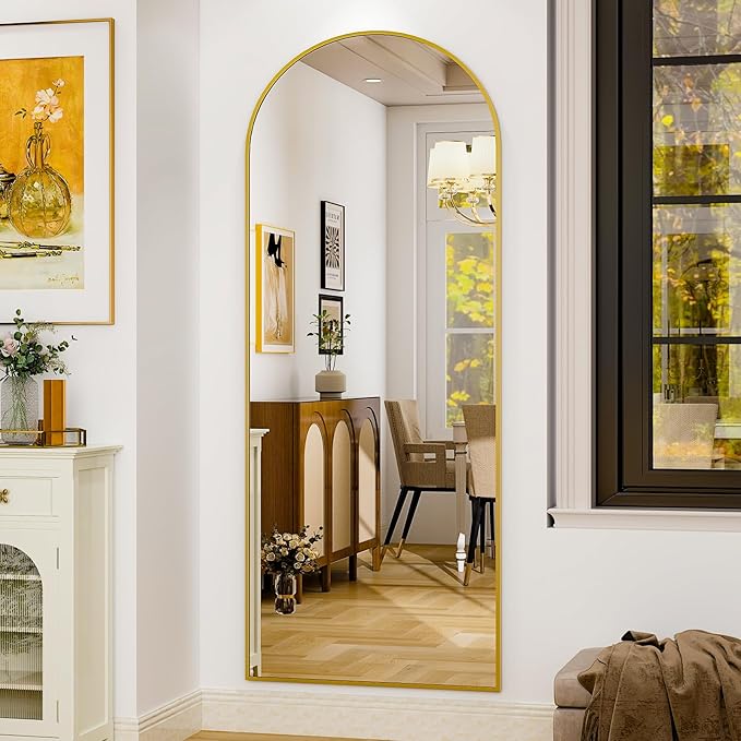 HARRITPURE 28" x 71" Full Length Mirror - Aluminum Alloy Frame Full Body Mirror - Gold Extra Large Floor Mirrors for Bedroom, Living Room, Bathroom