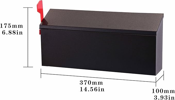 Black Wall-Mounted Mailbox - Security Wall Mailbox - Waterproof Iron Vertical Delivery Mail Box Outdoor