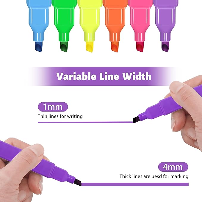 Highlighters,12pcs Aesthetic Pastel Highlighters, Chisel Tip Book Highlighter, Cute Pens with Chisel Tip, No Bleed Bible Highlighter Assorted Colors