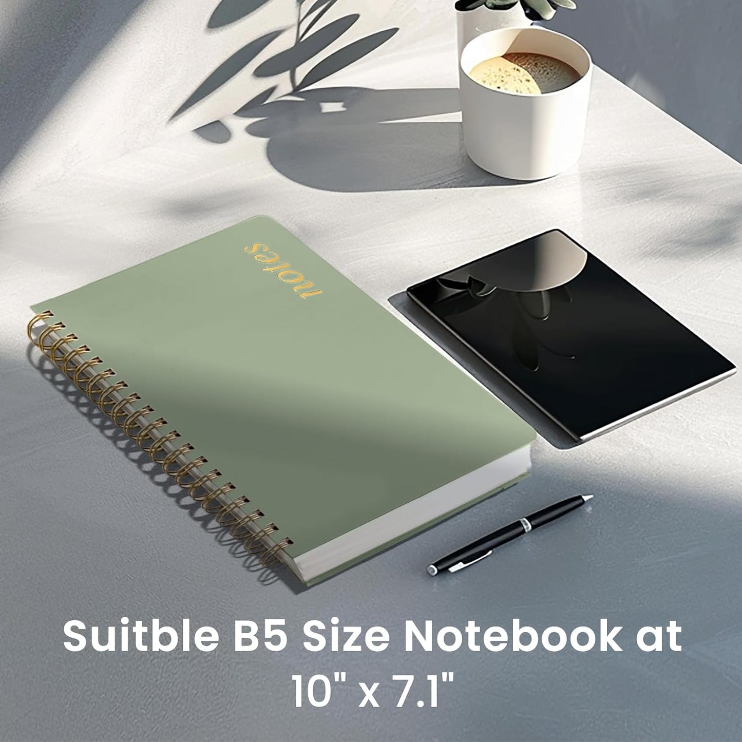 Spiral Graph Paper Notebook Journal for Work, 300 Pages, Thick B5 (7.1"x10") Grid Journals for Women & Writing, Hardcover Notebook for Note Taking, Perfect for Work School Note Taking Business, Green